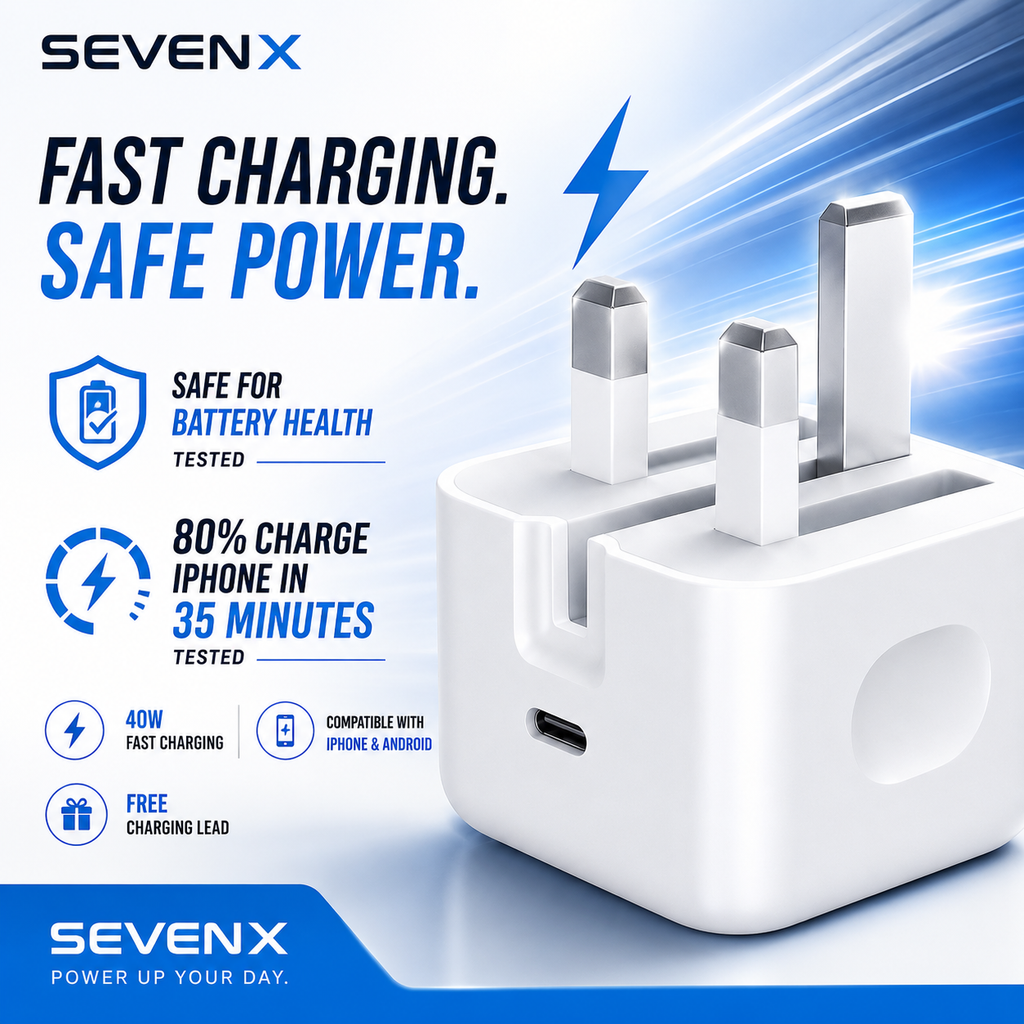 SevenX Apple Iphone 40W with dynamic 60W USA Imported Flash⚡️Charger with 🎁FREE Charging Lead  | 80% in 35 min