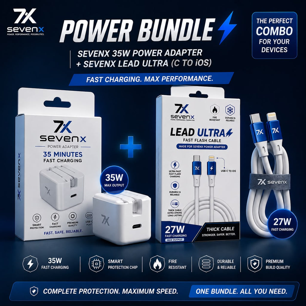 SevenX Power Bundle | 35W Fast Charger + Lead Ultra USB-C to iPhone Cable